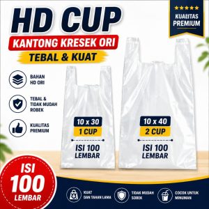 Plastik Kresek HD Cup 1 Cup 2 Cup Isi 100 Lembar Ukuran 10x30 10x40